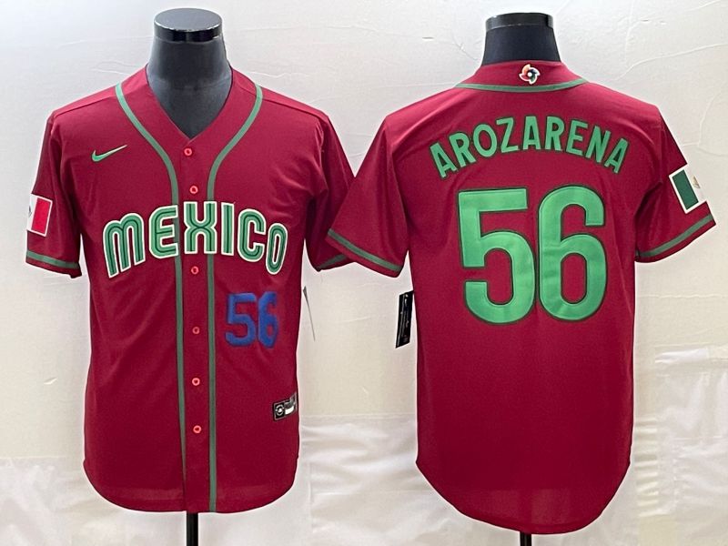 Men 2023 World Cub Mexico #56 Arozarena Red Nike MLB Jersey19